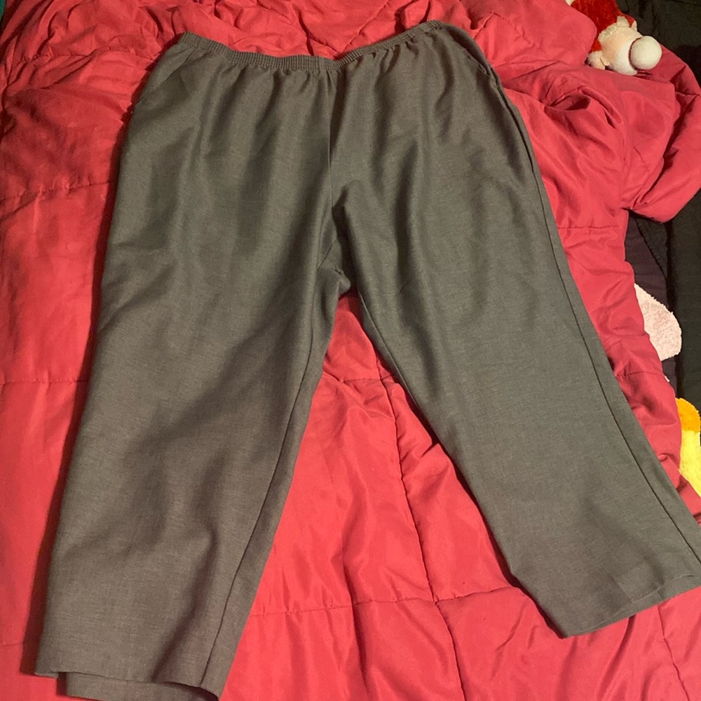 Grey Slacks With Elastic Waist Band